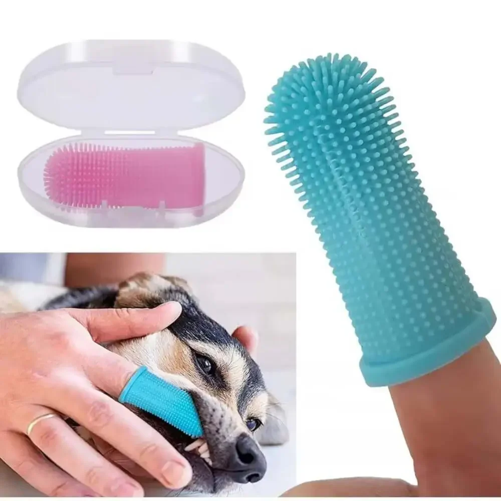 Dog Super Soft Pet Finger Toothbrush Teeth Cleaning Breath Care Nontoxic Silicon